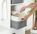 DECOMOMO Storage Baskets for Shelves - Fabric Closet Organizers and Storage Bins, Perfect Baskets for Organizing Closet Toys Nursery (Slate Grey and White, XL - 3 Pack) by CozyNest Decor