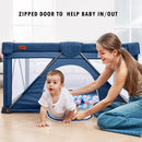 Baby Playpen Foldable, Playard for Babies and Toddlers, Portable Playpen Activity Center with 50 Balls+2 Handles for Travel, Indoor & Outdoor Play Pen with Mesh 50''x50'' by TinyTreasures Baby Boutique