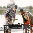 Folding Table with 2 Wing Panels, 3x2 FT Camping Table with Mesh Desktop,Height Adjustable Folding Grill Table with Mesh Bag,Portable Outdoor Table for Picnic,Camping,BBQ,Beach(Black) by GreenHaven Gardens