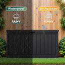 JUMMICO 160 Gallon Resin Outdoor Storage Deck Box with Divider, Waterproof Storage Box&Bench with Lockable Lid for Garden Tools, Pools Supplies (Black) by CozyNest Decor