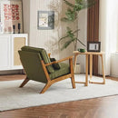 Karl home Accent Chair Wide Armrest Mid-Century Lounge Chair Linen Fabric Armchair with Lumbar Pillow & Solid Wood Frame for Living Room, Bedroom, Balcony, Green by CozyNest Decor