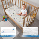 Waterproof Crib Mattress Protector Sheets,%100 Cotton Fabric, Absorbent Crib/Toddler Mattress Protector, Quilted, Certified, Noiseless Machine Wash, Moon&Star Pattern 52"x28" (Small Single, 1, Pack) by TinyTreasures Baby Boutique
