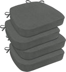 downluxe Chair Cushions for Dining Chairs, Waterproof Kitchen Chair Pads, Non-Slip Dining Seat Cushion with Ties, 17" x 16" x 2.5", Dark Grey, 4 Pack by CozyNest Decor