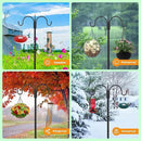 FEED GARDEN Adjustable Double Shepherds Hook for Outdoor with 5 Prong Base 108 Inch Heavy Duty Two Sided Bird Feeder Pole for Hanging Plant Baskets, Solar Light Lanterns, Wind Chimes 2 Pack by GreenHaven Gardens