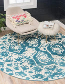 Unique Loom Rosso Collection Vintage Traditional Distressed Blue Round Rug (3' 3 x 3' 3) by CozyNest Decor