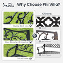 PHI VILLA 50-Inch Cast Iron Steel Frame Garden Bench Outdoor Patio Bench Chair w/Floral Design Backrest, Slatted Seat for Park, Yard & Porch, Black by GreenHaven Gardens
