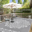 Pauwer Waterproof Outdoor Rug 9x12, Reversible Plastic Straw Patio Camping Rug, Indoor Outdoor RV Mat Carpet for Deck, Camper, Porch, Balcony, Backyard, Picnic, Floral Grey by GreenHaven Gardens