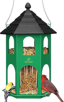 Kingsyard Metal Bird Feeder for Outdoor Hanging, Wild Bird Feeders with Circular Perch, Easy to Clean & Refill, 4 lbs Large Seed Capacity, Green by GreenHaven Gardens