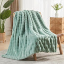 NEWCOSPLAY Faux Fur Queen Blanket Sage Green Bubble Blanket Thick Warm Soft for Couch Sofa Bed 550GSM (New Sage Green, Queen(90"x90")) by CozyNest Decor