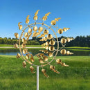 Unique and Magical Metal Windmill, 2Pcs Wind Spinners, 3D Wind Powered Kinetic Sculpture, Stainless Steel Wind Spinners, Wind Mill for Yard and Garden (2PCS-Golden) by CozyNest Decor