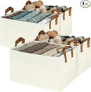 GRANNY SAYS Closet Storage Baskets, Collapsible Fabric Storage Bins with Metal Frame, Clothes Organizer Bins, Large Baskets for Shelves, Ivory, 4-Pack by CozyNest Decor