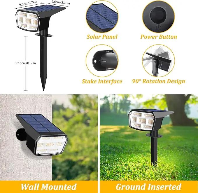 Solar Spot Lights Outdoor, 59 LED Solar Lights Outdoor Waterproof, Outdoor Solar Lights for Yard with 3 Lighting Modes, Landscape Spotlights for Garden Pathway Driveway, Warm White, photo 6 of 7