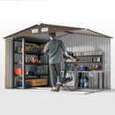 Outsunny 9' x 6' Outdoor Storage Shed, Garden Tool Metal Shed with Foundation Kit, Double Lockable Door, Air Vents and Sloping Roof, for Backyard, Patio, Lawn, Yellow by GreenHaven Gardens