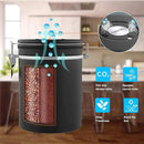 Coffee canister set for ground coffee with Date Tracker,Co2 Valve,Travel jar,Stainless Steel Kitchen Food Airtight storage container for Coffee Beans or Grounds,Tea,Sugar (16oz-Black) by CozyNest Decor
