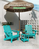 Folding Adirondack Chair HDPE All-Weather Adirondack Chairs with Cup Holder, Outdoor Fire Pit Chairs Lawn Chair for Deck Patio Garden (Lakeblue)