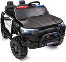 24V 10Ah Electric Police Car Ride on Toy for Big Kids, 4WD 2 Seater Kids Ride on Car SUV w/Remote Control, 4x200W Motors - Black by TinyTreasures Baby Boutique