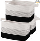 OIAHOMY Storage Basket, Woven Baskets for Storage, Cotton Rope Basket for toys,Towel Baskets for Bathroom - Pack of 3, Gradient Dark by TinyTreasures Baby Boutique
