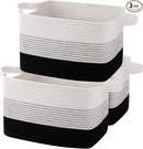 OIAHOMY Storage Basket, Woven Baskets for Storage, Cotton Rope Basket for toys,Towel Baskets for Bathroom - Pack of 3, Gradient Dark by CozyNest Decor