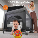 Pamo Babe 1-Second Setup 3-in-1 Playard for Babies - Heavy-Duty Steel Frame for Safe Sleep Space, Portable Crib with Zip Door & Changing Table, Locking Wheels, Breathable Mesh by TinyTreasures Baby Boutique