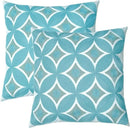 Embroidered Decorative Throw Pillow Cover, 18"x18" Set of 2, Farmhouse Pillowcase Blue Knit Pattern Cotton Canvas Cushion Case Square Floral Pillow Case for Sofa Couch Bed Living Room by CozyNest Decor