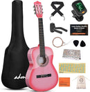 ADM Beginner Acoustic Classical Guitar 36 Inch Nylon Strings Wooden Guitar Bundle Kit for Kid Boy Girl Student Youth Guitarra Online Lessons with Gig Bag, Strap, Tuner, Strings, Picks, Pink by TinyTreasures Baby Boutique