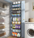 10-Tier Over The Door Pantry Organizer, Pantry Organization and Storage, Black Metal Hanging Adjustable Basket, Wall Spice Rack Seasoning Shelves, Home & Kitchen Essentials by CozyNest Decor