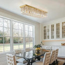 Rectangle Chandelier 8-Light Crystal Chandeliers, Modern Dining Room Light Fixture Luxury Gold Rectangular Flush Mount Chandelier Ceiling Light for Dining Room Living Room Kitchen Island Bar L40 Inch by CozyNest Decor