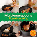 Riveira Brown Bamboo Wooden Spoons for Cooking Set of 6 – Natural Brown Bamboo Wooden Cooking Utensils, Wooden Spatula, Wooden Spoon - Premium Quality Wooden Utensil Set for Non-Toxic Cooking by CozyNest Decor