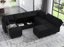 Belffin Modular Sectional Sofa with Ottomans Velvet Reversible Sleeper Chaise Bed Storage Seat Black by CozyNest Decor