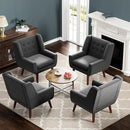 HUIMO Accent Chairs Set of 4, Upholstered Button Tufted Armchair, Linen Fabric Sofa Chairs for Bedroom, Living Room, Mid Century Modern Comfy Reading Chair (4, Grey) by CozyNest Decor