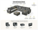 Oversized Modular Sofa Comfy Cloud Couch with Storage, Extra Deep Plush Sectional Sofa Set for Living Room, Covers Washable, Chenille, Olar (Grey, 8-Seater with Corner & 2 Ottomans, u-Shaped) by CozyNest Decor