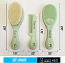 3 Piece Baby Hair Brush & Comb Set for Newborns- Soft Goat Bristle Hair-Brush, Silicone Bath Brush and Plastic Comb for Infant, Toddler, Kids - Baby by TinyTreasures Baby Boutique