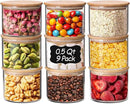 ComSaf 0.5 Qt Glass Food Storage Jars Set of 9, Clear Glass Storage Containers with Lids, Pantry Organization Jar, Spice, Salt, Blooming Tea, Coffee, Oat and Sugar Container, Small jar Set for Kitchen by CozyNest Decor