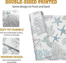 Summer Linen Placemats Set of 4 Nautical Coastal Theme Washable Non-Slip Heat Resistant Table Place Mat 12×18 Inch Ocean Beach Blue Grey Coral Starfish Place Mats for Kitchen Dining Table by CozyNest Decor