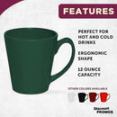 DISCOUNT PROMOS Glossy Ceramic Latte Coffee Mug 12 oz. Set of 10, Bulk Pack - Perfect for Tea, Espresso, Cappuccino, Hot Cocoa - Green by CozyNest Decor