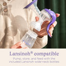 Lansinoh Manual Breast Pump, Hand Pump with Comfortable Flange, Includes 5oz Baby Bottle with Slow Flow Nipple, Breastfeeding Essentials by TinyTreasures Baby Boutique
