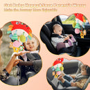 Car Seat Toys for Babies 0–12 Months, Hanging Infant Plush Rattle Toy with Mirror & Crinkle Clip-On Activity Toy for Car Seat, Stroller, Crib & Play Gym Baby Gift for Boys & Girls by TinyTreasures Baby Boutique