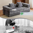 Convertible Sleeper Sofa Bed, Compression Folding Sofa with Pillow, No Assembly Required, Shape Frame, Floor Sofas Lounge Couch for Living Room, Bedroom, Small Spaces(Chenille, 77''W, Dark Grey) by CozyNest Decor