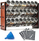 Spice Rack Organizer for Cabinet, Spice Organizer with 24 Empty Spice Jars, 180 Spice Labels, Wooden Spice Jar Organizer, Seasoning Organizer for Cabinet Kitchen, Pantry, Countertop or Wall Mount by CozyNest Decor