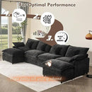 142.5" U Shaped Couch, Modular Sectional Sofa, 3-Seater Comfy Cloud Couch with Movable Ottoman, Deep Seat Couches for Living Room, Chenille, Black by CozyNest Decor