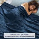 PHF Cooling Waffle Blanket California King Size, Lightweight 60% Rayon Derived from Bamboo & 40% Cotton Breathable Blanket for Hot Sleepers, Soft and Luxury for Bed Couch and Sofa, 110"x96", Navy Blue by CozyNest Decor