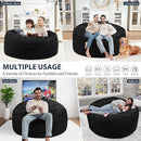 4FT Bean Bag Chair, Large Bean Bag Chairs with Memory Foam Filled, Fluffy Beanbag Sofa with Dutch Velvet Cover, Round BeanBag Chairs for Living Room, Playroom - Black by TinyTreasures Baby Boutique