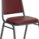 EMMA + OLIVER Trapezoidal Back Vinyl Stackable Banquet Chair, Multipurpose Stacking Chair with Padded Seat and Back, Burgundy/Silver by GreenHaven Gardens