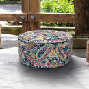 LVTXIII Indoor/Outdoor Inflatable Ottoman, D31 x H14 Inch Large Round Ottoman, All Weather Foot Rest Stool, Portable Footrest for Patio, Garden, Camping and Home - Vigour Paisley by CozyNest Decor