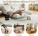 Small Foot Stool 13in, Round Faux Leaher Ottoman Foot Rest for Living Room, Under Desk Footstool Foot Rest with Non-Skid Rubber Legs for Bedroom, Entryway, 13''L x 13''W x 10.2''H, White by CozyNest Decor