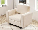 38.5 Oversized Accent Chair with Storage Ivory Corduroy, Single Modern Accent Sofa Chair with Arms for Apartment Living Room (21" Deep Seat) by CozyNest Decor