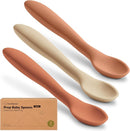 KeaBabies Silicone Baby Spoons, Self Feeding 6-12 months - 3-Pack Baby Weaning Eating Utensils,Toddler First Food Training Spoon,Infant,Kids Feeding Supplies Essential Set,Dishwasher-safe (Terracotta) by TinyTreasures Baby Boutique