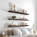 Wood Floating Shelves for Wall Decor, Rustic Wall Shelves for Bedroom Bathroom Kitchen Living Room, Set of 4 Walnut 36 Inch by CozyNest Decor