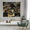 HZOHNAGO Japanese Tapestry Gold Flowers Umbrella Fan Pattern Printed Wall Tapestry Painting Wall Hanging for Bedroom Living Room Dorm 60" W x 50" H by CozyNest Decor