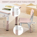 Kids Study Table and Chairs Set, Height Adjustable Toddler Table and Chair Set for Kids Ages 3-8, Graffiti Desktop Plastic Children Art Table with 4 Seats, Lovely Pink by CozyNest Decor
